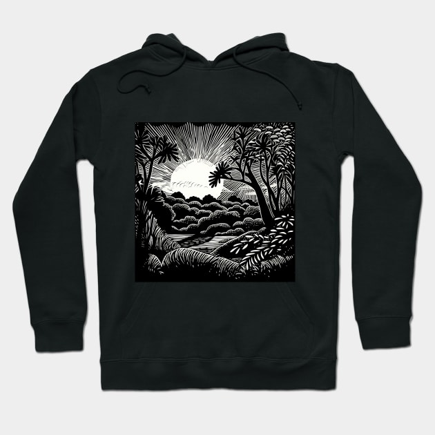 Linocut Vegetation Hoodie by Lamp DigiArt